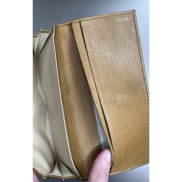 GUCCI Vintage Leather Long Wallet Golden Brown Gold Hardware Classic - Picture 8 of 11